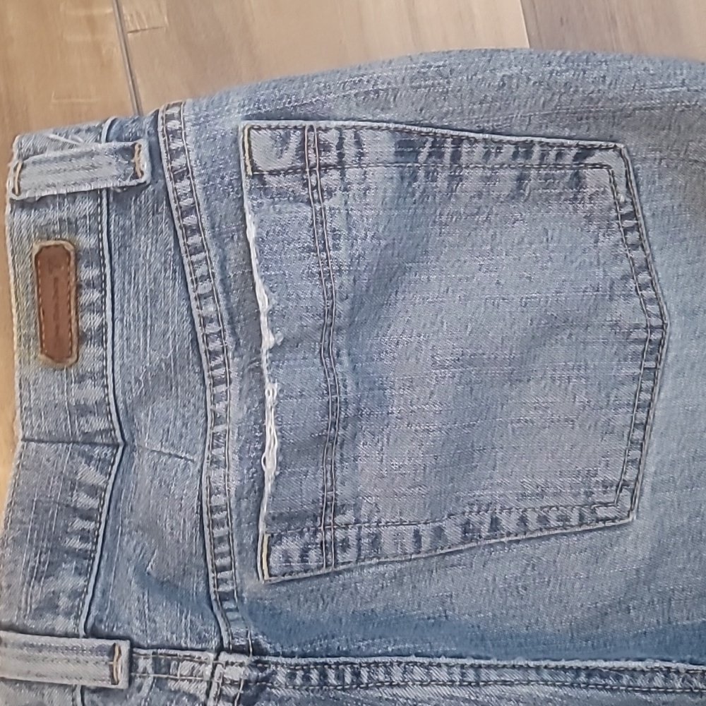 Calvin Klein Capri blue jeans size 12 distressed 5 pocket denim customized - Picture 8 of 11